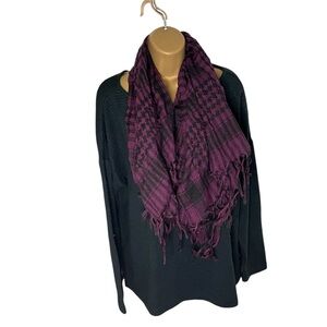 Space Age Plaid Fashion Scarf Eggplant Black